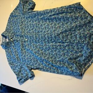 J. Crew Secret Wash Floral Shirt in Blue and Green